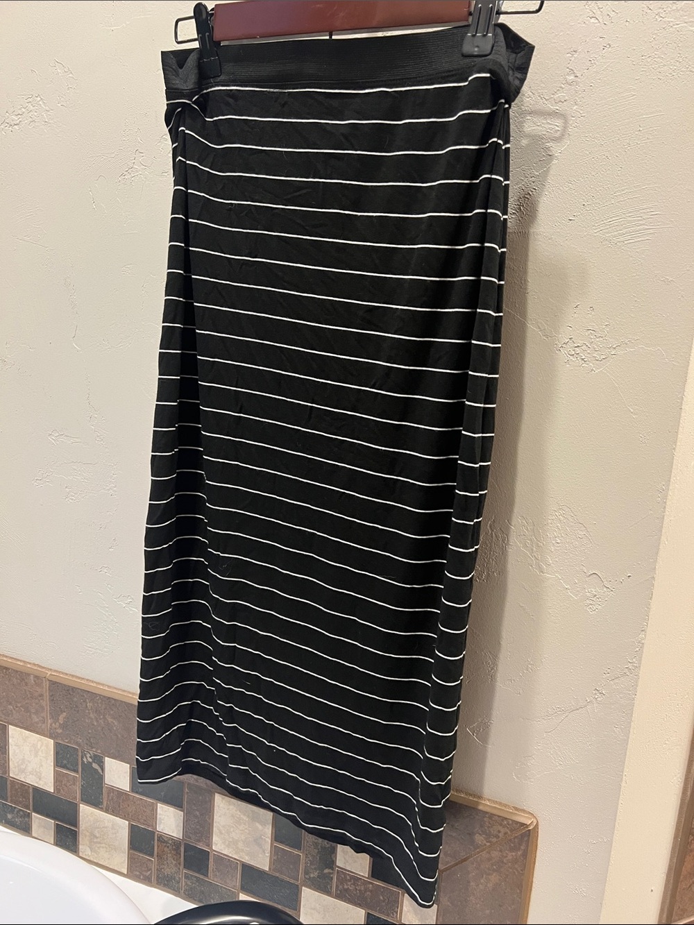 Women’s Black & White Striped Midi Skirt